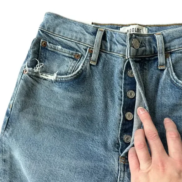 NEW AGOLDE Riley Straight Crop Jeans Distressed - Picture 5 of 11